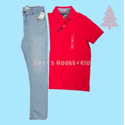 Polo roja y Jeans skinny talla 14