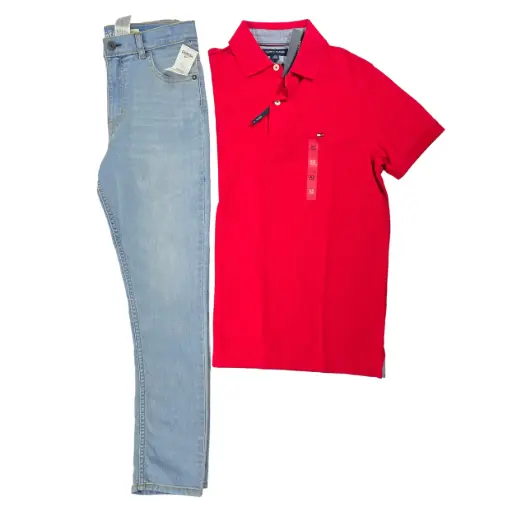 Polo roja y Jeans skinny talla 14