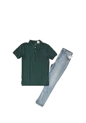 Polo verde olivo y jean skinny talla 14 años