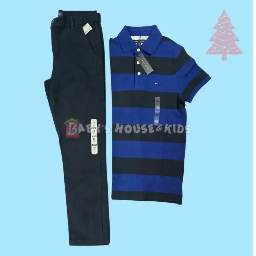 Polo y pantalón azul formal, talla 14 