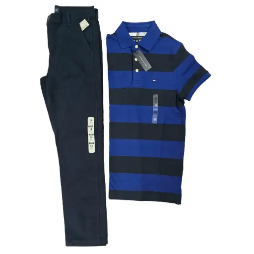Polo y pantalón azul formal, talla 14 