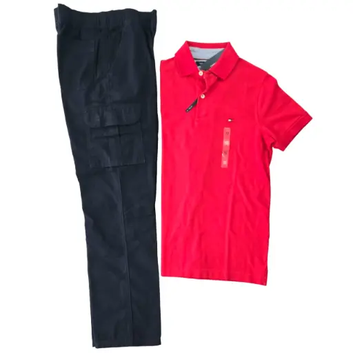 Polo color rojo y pantalón bombero talla 14