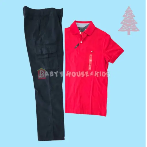 Polo color rojo y pantalón bombero talla 14