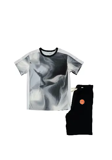 Camisa tela deportiva y short color negro talla 14 años 