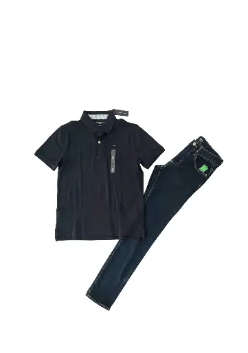Polo tommy azul marino y jean + delgado talla 16 