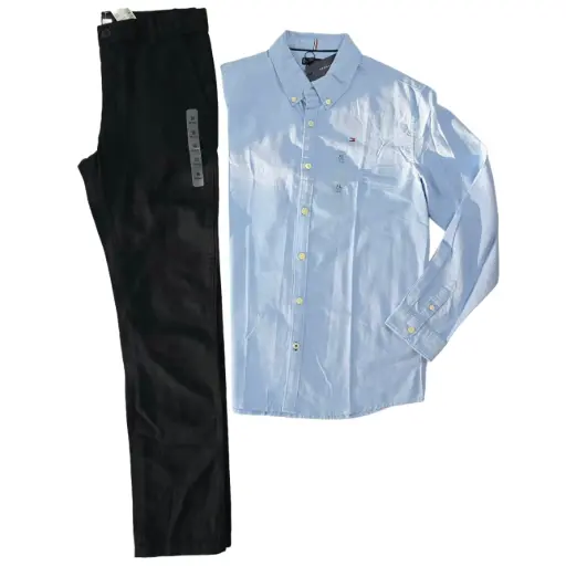 Manga larga y pantalón y pantalón negro, talla 16