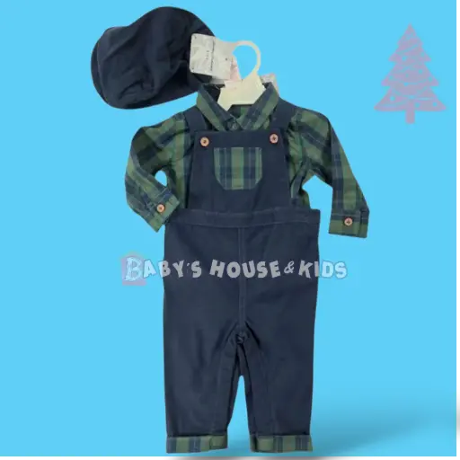 Set overol azul marino con Boina,  talla 3 meses 