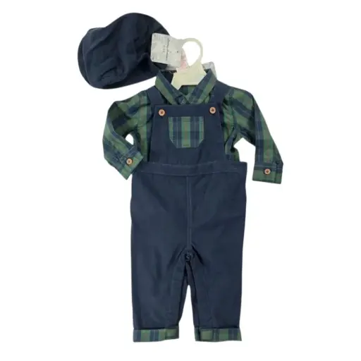 Set overol azul marino con Boina,  talla 3 meses 