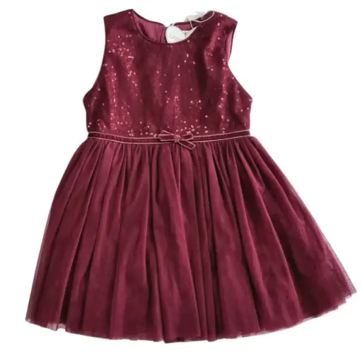 Vestido ocre con lentejuelas en la parte superior, talla 3t