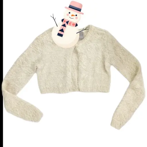 Bolero peludito color ivory, talla 3t 