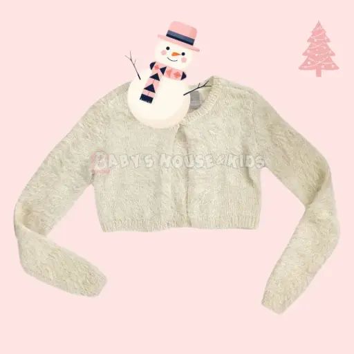 Bolero peludito color ivory, talla 3t 