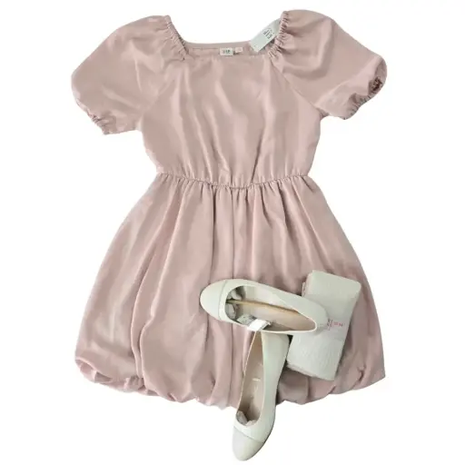  Vestido abombado rosa viejo, talla 4t 