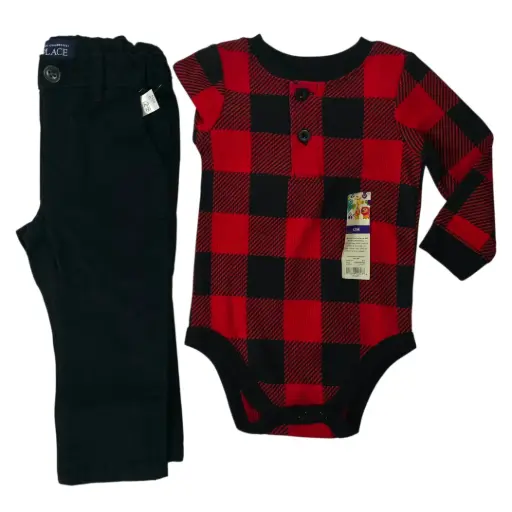 Camisa de temporada ☃️ y pantalón color negro talla 12 meses