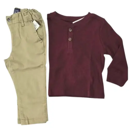 Set Camisa stretch y pantalón caky talla 12 meses 