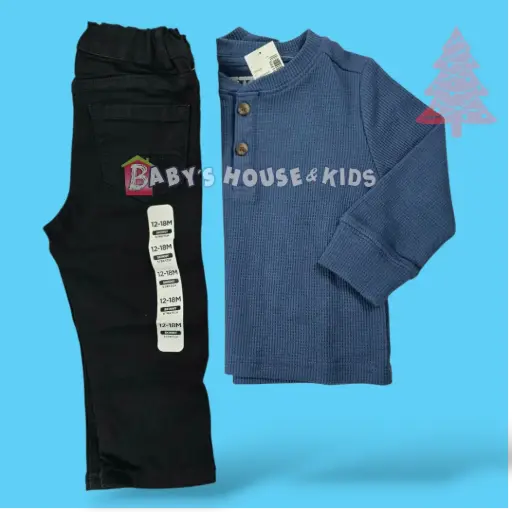 Camisa azul aqua y pantalon formal talla 12 meses