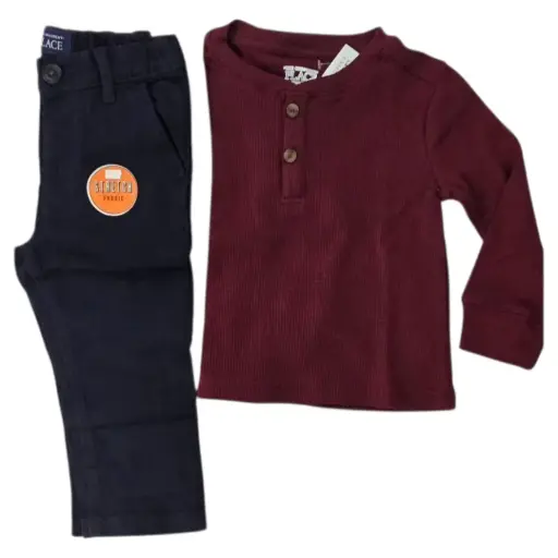 Camisa stretch y pantalón formal, talla 18 meses