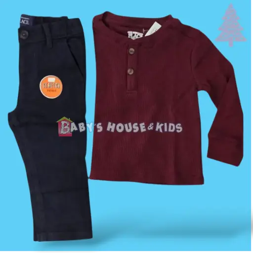 Camisa stretch y pantalón formal, talla 18 meses