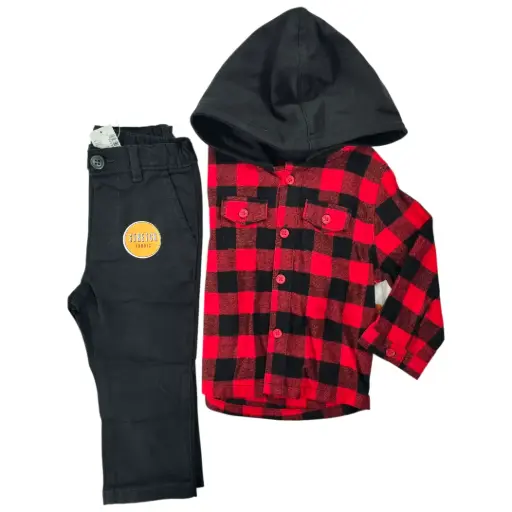 Set Camisa con gorro y pantalón formal talla 18 meses