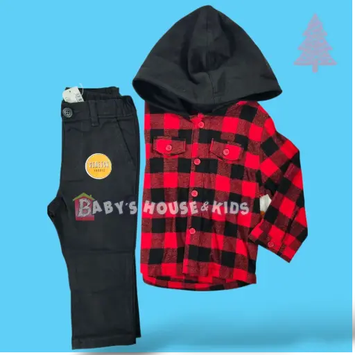 Set Camisa con gorro y pantalón formal talla 18 meses