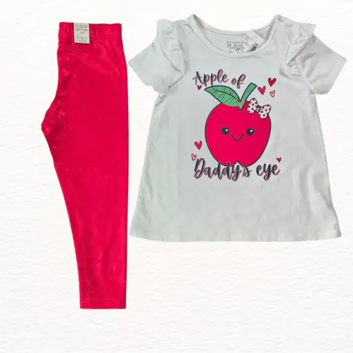 Blusa blanca de algodón y legging brillante, talla 4t 