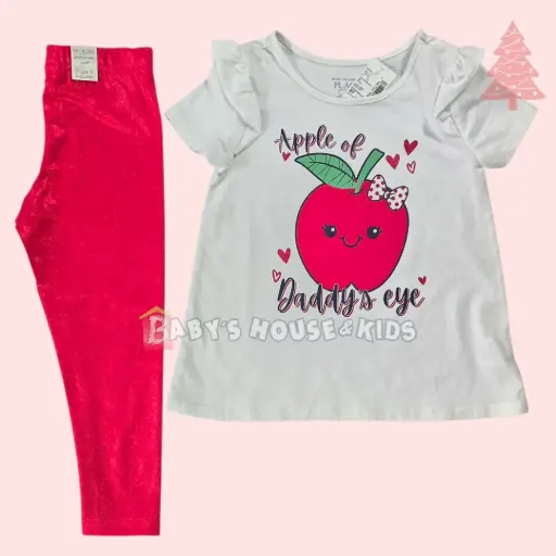 Blusa blanca de algodón y legging brillante, talla 4t 