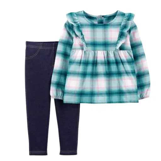 Blusa manga larga cuadriculada y legging, talla 4t 