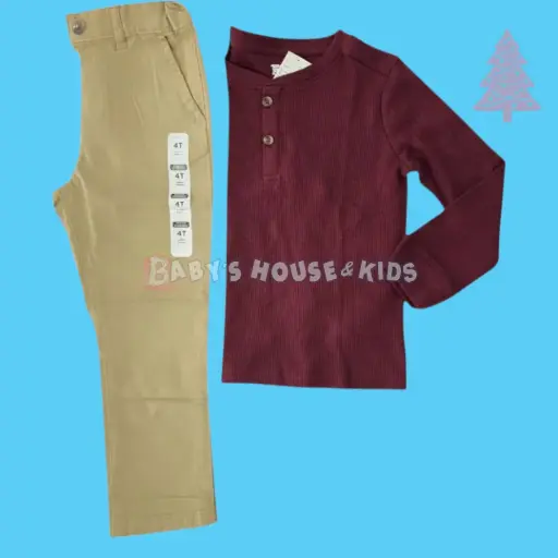 Camisa ocre y pantalón caky, talla 4t