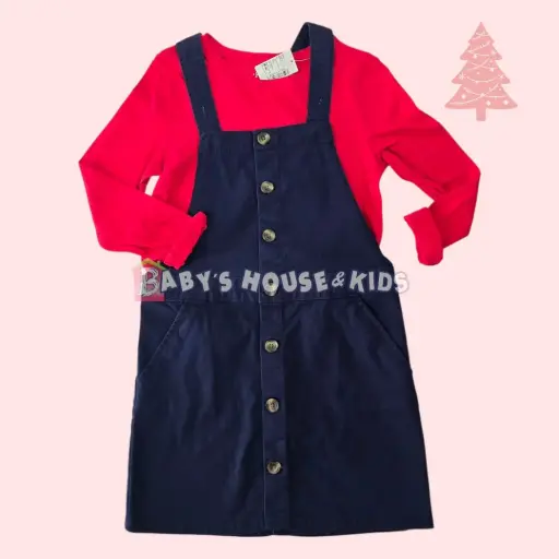  Overol falda y camisa manga larga de algodón, talla 8