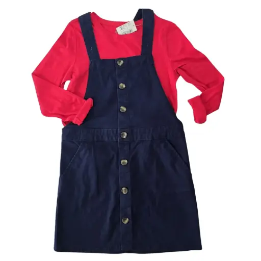  Overol falda y camisa manga larga, talla 8