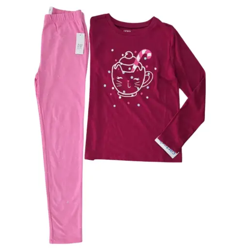 Manga larga y legging con brillo, talla 8 