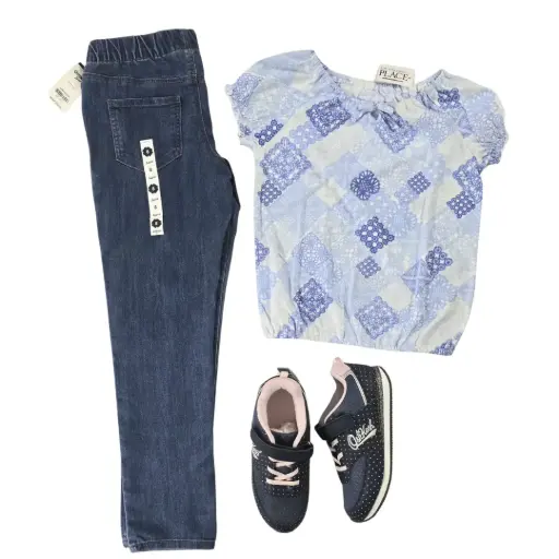 Blusa de algodón y Jeans rectos, talla 8 