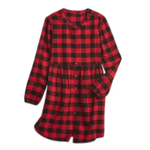 Vestido manga larga, cuadriculado de botones, talla 12