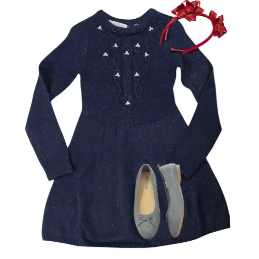 Vestido azul marino calientito, talla 16