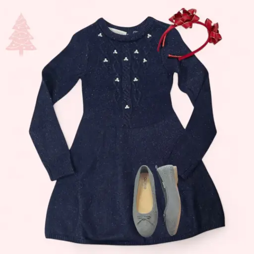 Vestido azul marino calientito, talla 16