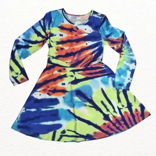 Vestido manga larga de algodón, de colores, talla 12