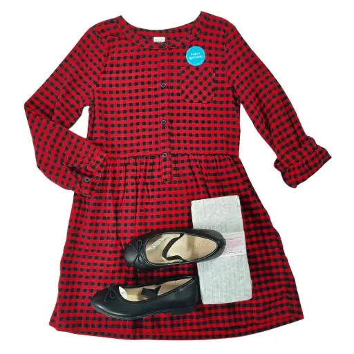 Vestido cuadriculado Rojo y negro de algodón, talla 5t