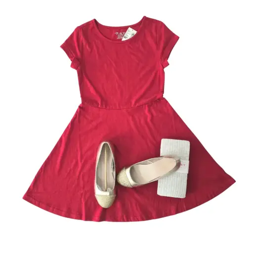 Vestido rojo  de algodón, talla 5t
