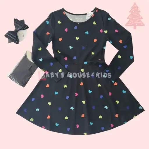 Vestido de algodón con corazones, talla 7