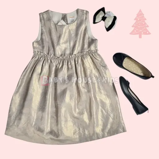 Vestido de satín dorado quemado, talla 7