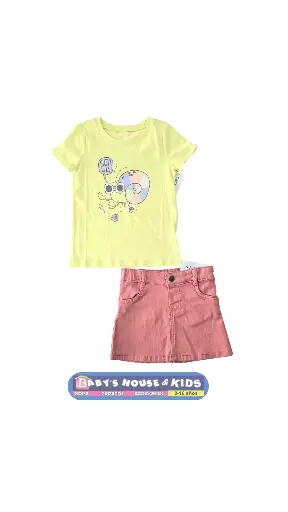 Camiseta y falda jean Stretch talla 5t niña