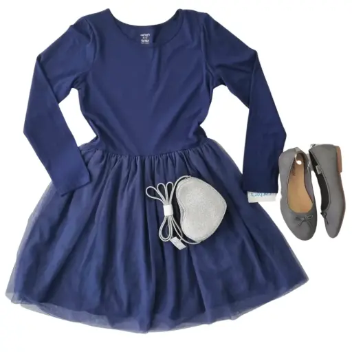 Vestido de algodón y tutú en la parte inferior, talla 7