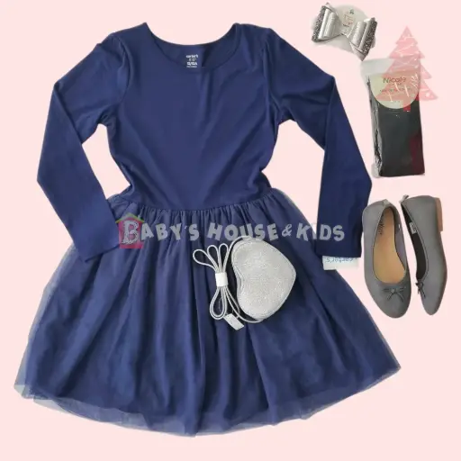 Vestido de algodón y tutú en la parte inferior, talla 7