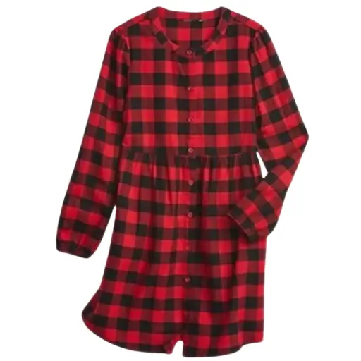 Vestido cuadriculado de botones, talla 7