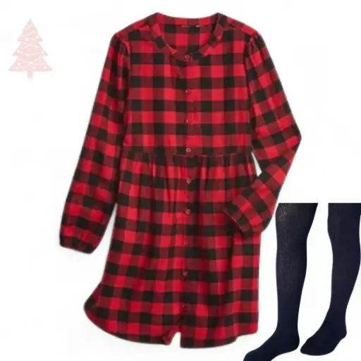 Vestido cuadriculado de botones, talla 7