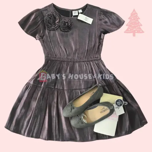 Vestido de satín, gris oscuro, talla 7