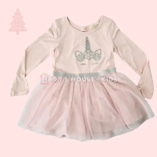 Vestido manga larga stretch y Tutú con bincha, talla 6