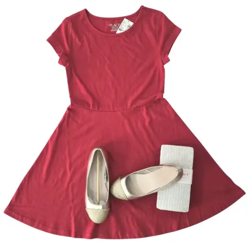 Vestido rojo de algodón, talla 7