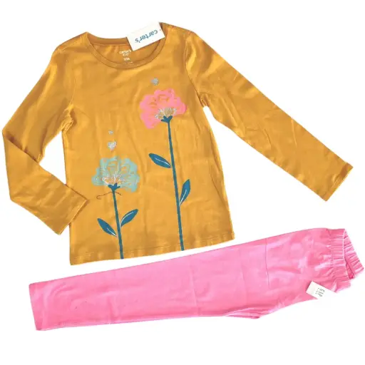 Manga larga de algodón y legging con brillos, talla 7 