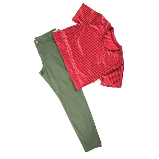 Blusa talle corto y pantalón jeggings, talla 18