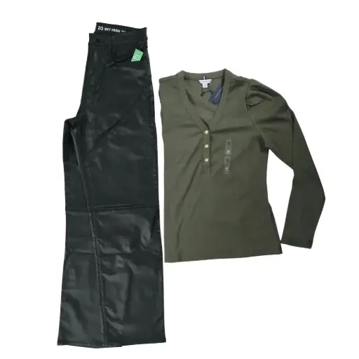 Camisa stretch tipo sweater de algodón talla M y pantalón ancho talla 20